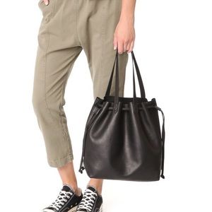 Madewell Medium Transport Drawstring Bag - Black Leather